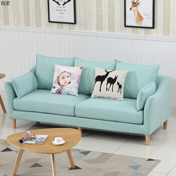小户型 客厅整装简约现代沙发1 2 3组合 可拆洗羽绒沙发 青色 双人位