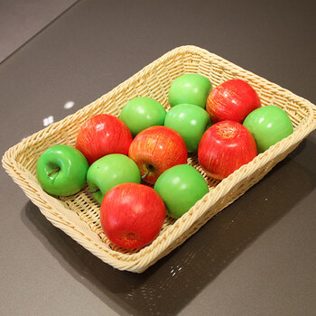 真水果套装带果盘 客厅样板间展厅橱柜假水果装饰摆件成盘 中号方形