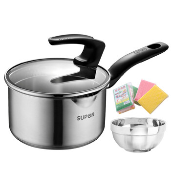 
                                                            苏泊尔（SUPOR） 奶锅304不锈钢复底汤锅婴儿锅宝宝辅食锅小煮锅蒸锅燃气电磁炉通用锅具 16cm 小红圈JA1系列                