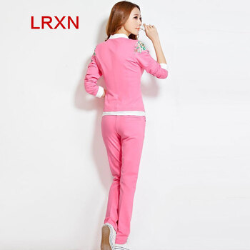 LRXN2015秋冬新款女装冬上新小西服三件套修身显瘦运动套装时尚休闲8932 粉红色 XL