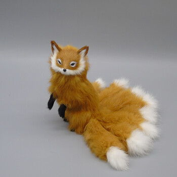 皇泽 仿真皮毛动物狐狸家居橱窗陈列道具黄狐摄影道具仿真黄狐九尾