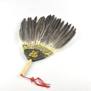 鹤彩黑平扇 孔明八卦扇 工艺扇 鹅毛扇 雕毛扇羽毛扇礼品扇子