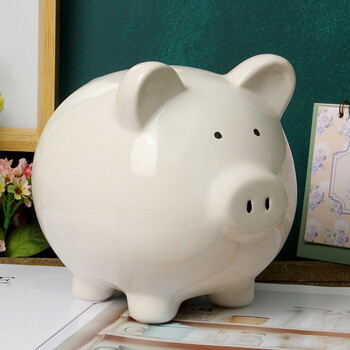 创意可爱陶瓷小猪储蓄罐大号 存钱罐硬币储钱罐儿童女孩 白色:大猪
