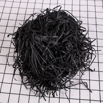 物个性结婚庆用品创意喜糖盒子拉菲草碎纸丝生日礼物礼盒填充物 黑色