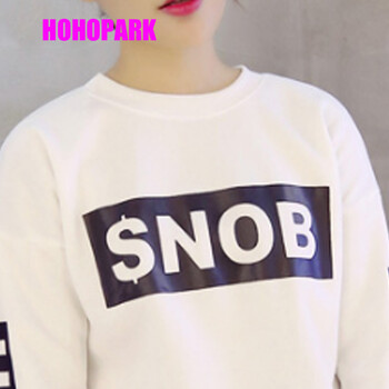 HOHOPARK2015新款女装学生加绒加厚外套卫衣少女装潮春秋冬装韩版8992 白色 M