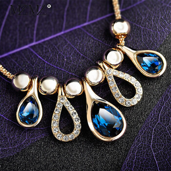 mzmz轻奢品牌项链女女神之泪水晶简约时尚短款毛衣链配饰七夕情人节