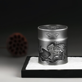 
                                        巴蜀一品 锡罐纯锡茶叶罐茶具密封罐茶罐存储罐 吊脚楼 金属绿茶锡器商务礼物礼茶叶包装盒定制 小号                