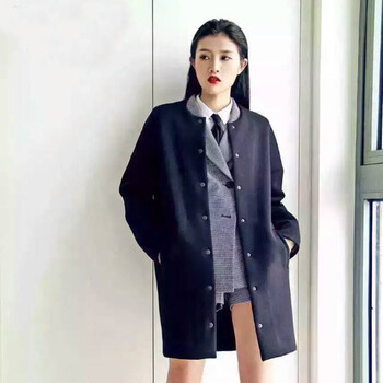 职业阿玛施特价女装专柜正品2015秋冬季新款女风衣5001-400520-3018522 黑色 S(2码)