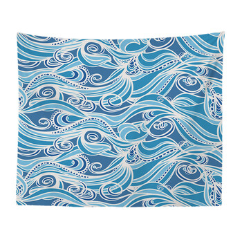 青骢马日式浮世绘海浪纹沙发巾墙面背景民族个性挂毯装饰壁毯艺术画布