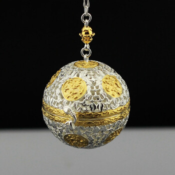 手工镂空纯银香薰球鎏金香球香囊法门球被中香炉沉香香囊香道用品