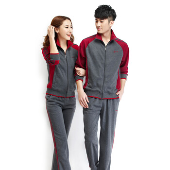 2015新款春秋情侣装运动服套装长袖外套男女装卫衣8826 深灰女 XL