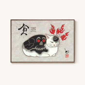 武士猫和风日式风格浮世绘挂画日本装饰画纹身店居酒屋壁画 8.