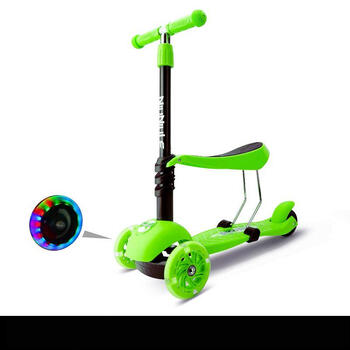 定制平板车宝宝初学者四轮滑溜溜小孩滑板车拉杆购物车拉车载重扶手