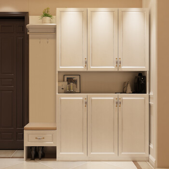 鞋柜简约现代门厅柜多功能玄关柜客厅隔断柜进门衣帽组合带换鞋凳