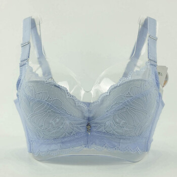 夏季薄款透气大码文胸调整型四排扣内衣 淡蓝 80c