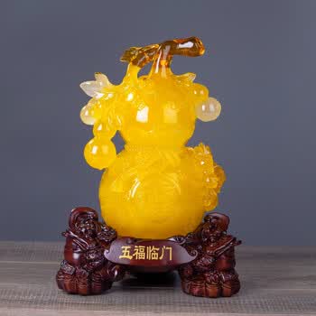 帕加马 仿真玉葫芦客厅摆件树脂工艺品 电视柜酒柜家居装饰品玄关乔迁
