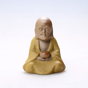 可爱佛茶宠小和尚彩砂茶宠紫砂茶宠茶具配件手工摆件 悟道罗汉彩砂黄
