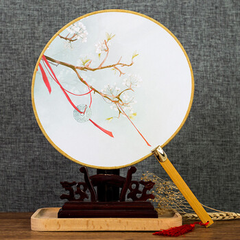 扇圆扇扇子团扇刺绣手工舞蹈古风扇大号男女朋友花鸟直径特色扇面外事