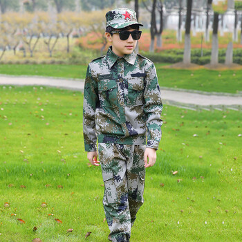 迷彩服男童野战特种兵套装空军海洋中小学生夏令营军训服装 绿色数码