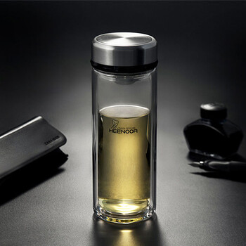 双层便携加厚隔热防烫商务车载水杯办公室泡茶杯女士水晶透明保温杯