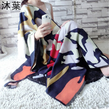 沐葉 2015秋冬新款碎片豹纹撞色花纹时尚女士多功能披巾风衣 244 图片色 均码