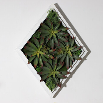 假花植物壁饰墙饰客厅幼儿园墙上装饰品服装店铺墙壁挂件 菱形植物n