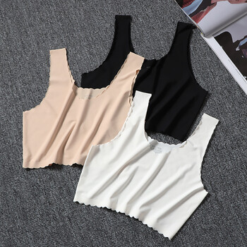 少女白色冰丝工字吊带小背心短款一片式抹胸裹胸打底防走光内衣夏 2号