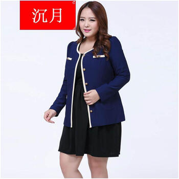 沉月2015新款小西装大码西服修身女士休闲显瘦女西装外套 深蓝色 XL