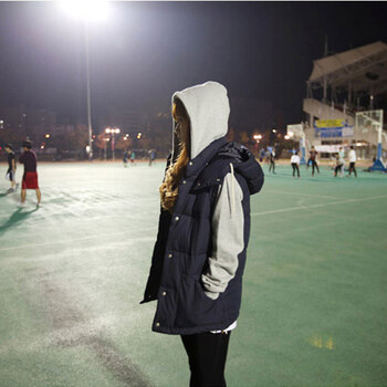 ARTINI棉马甲女秋冬2015新款韩版休闲中长款加厚连帽大码女士马夹外套潮 深蓝色 L