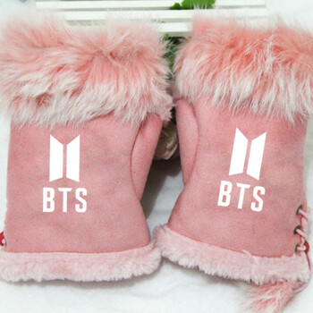 bts防弹少年团logo标志同款男女情侣加厚半指手套秋冬韩版学生潮钥匙