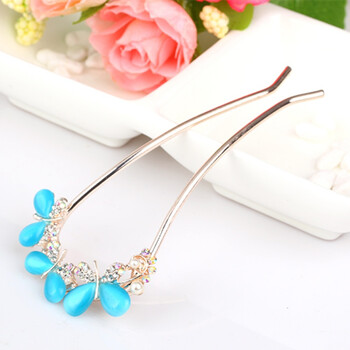 头饰工具u型夹发夹发插u形夹发簪发梳盘发器发型造型插针发饰 天蓝色