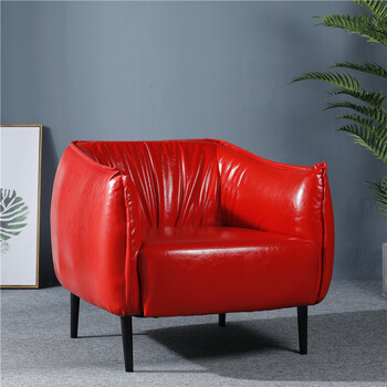 美式客厅整装现代组合家具双人三人位工业风loft皮艺复古沙发 红色