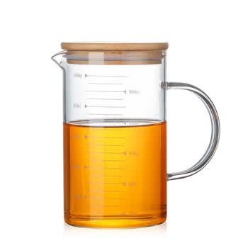 耐热玻璃量杯玻璃凉水壶玻璃刻度杯玻璃杯玻璃凉水杯 黄色 250毫升