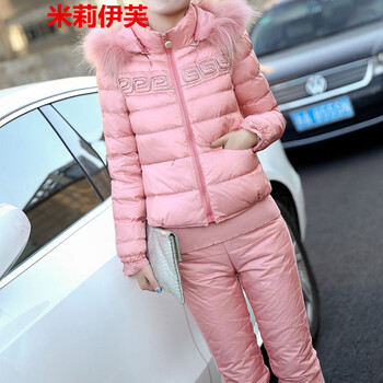 米莉伊芙2015冬装新款休闲女装棉服保暖女棉裤保暖内衣女 三件套 粉色 XL