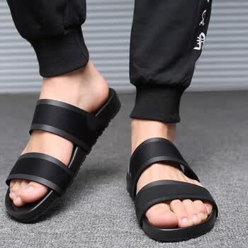 2018新款夏季男式拖鞋露趾透气凉拖韩版时尚外穿休闲沙滩鞋男防滑