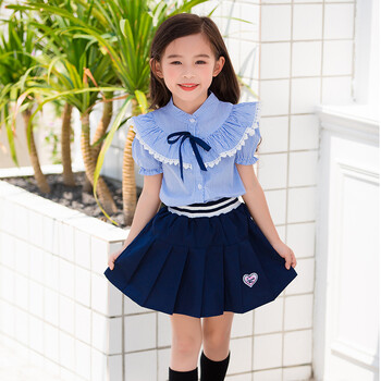 风幼儿园园服短袖夏装校服小学生女1一6年级儿童夏季毕业服 女童 160