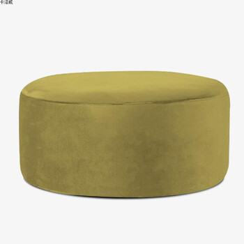 换鞋凳圆形搁脚凳店铺休息茶几沙发凳大圆凳脚踏 暗金色丝绒直径60cm