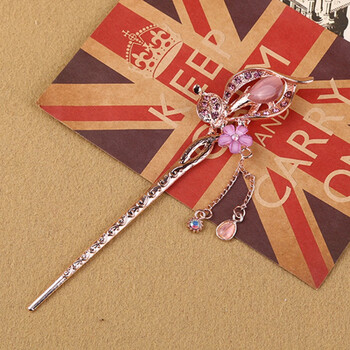 韩国发饰品盘发头饰镶钻水晶流苏步摇发簪古典簪子古风汉服配饰 马蹄