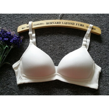 夏天棉白色少女文胸发育期无钢圈薄模杯高中大学生内衣胸罩薄款 白色