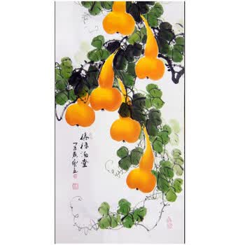 画国画花鸟画福禄满堂五福临门 三尺b款《福禄连绵》 宣纸画芯尺寸