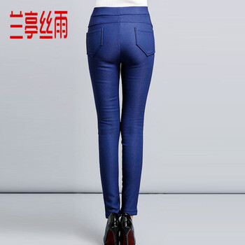 兰亭丝雨  2015冬新款羽绒裤女外穿显瘦加厚小脚棉裤大码保暖加绒修身裤Q9988 宝蓝色 XL