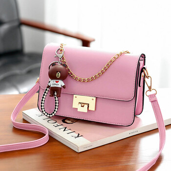 单肩包时尚链条包小方包格子锁扣小包百搭女生斜挎包迷你小包包女粉色