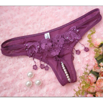 蕾丝内裤 透明性感三角裤丁字裤内裤9633 粉色 均码