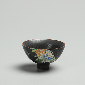 天目釉功夫茶具品茗杯普洱茶主人杯大号 清雅凝香品茗杯【悦心杯】