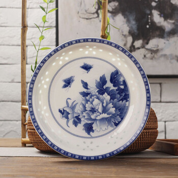 碟釉中彩古典中式风格陶瓷碟子盘子菜盘圆盘lichen优品8英寸牡丹花