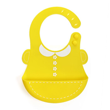 婴儿宝宝吃饭围兜儿童水立体饭兜围嘴大号小孩口水兜免洗 黄娃娃领