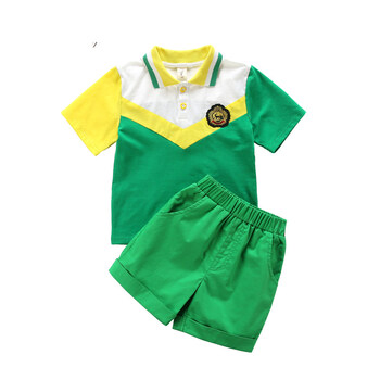 夏装幼儿园园服初中小学生校服男女童儿童英伦风短袖班服套装 绿色男