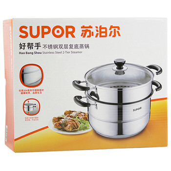 
                                                                                苏泊尔（SUPOR）304不锈钢双层蒸锅26cm汤锅二层蒸屉大蒸笼燃气电磁炉蒸馒头锅EZ26BS05                