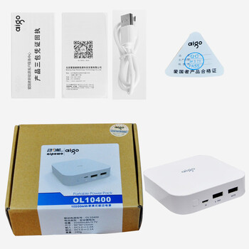 
                                        aigo充电宝 OL10400小巧便携10000毫安时移动电源 双USB输出 适用于苹果小米华为 黑色                