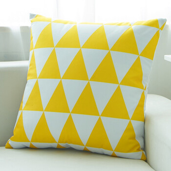 简约靠垫小清新抱枕客厅酒店沙发靠枕抱枕套含芯 黑色 s-04黄色三角形
